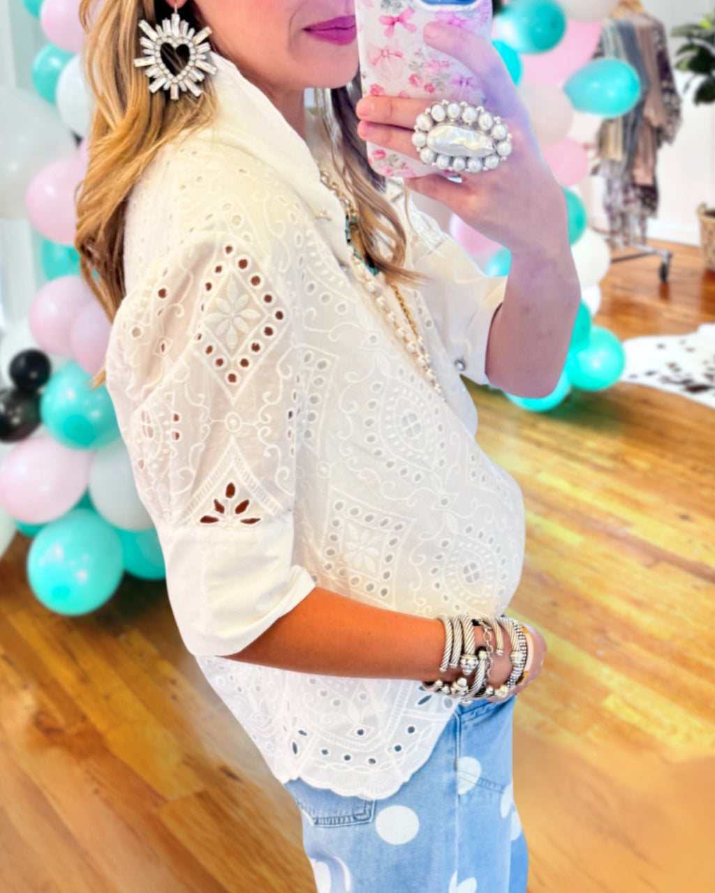 The Eyelet Scallop Blouse