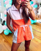 Color-blocked Washed Distressed Set