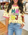 Mahjong Sequined Polka Dot T-shirt