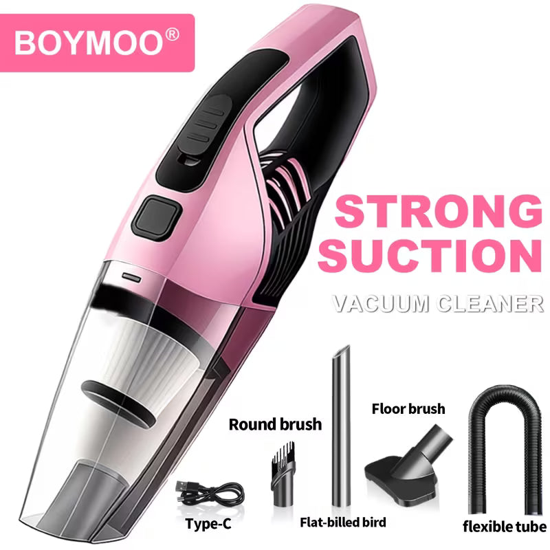Handheld Car Vacuum Cleaner: 6000PA Super Suction, 1800mAh Battery, Low Noise