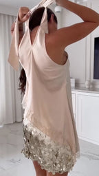 Halter Top & Sequin Mini Skirt Two Piece Set