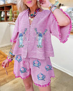Lobster Crab Sequin Stripe Set
