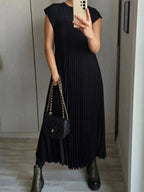 CLEARANCE🔥 Round Neck Casual Pleated Dress