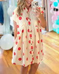 Stylish Polka-Dot Satin Shirt Dress