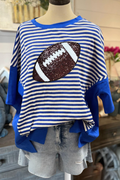 Glittery Football Striped Oversized Tee