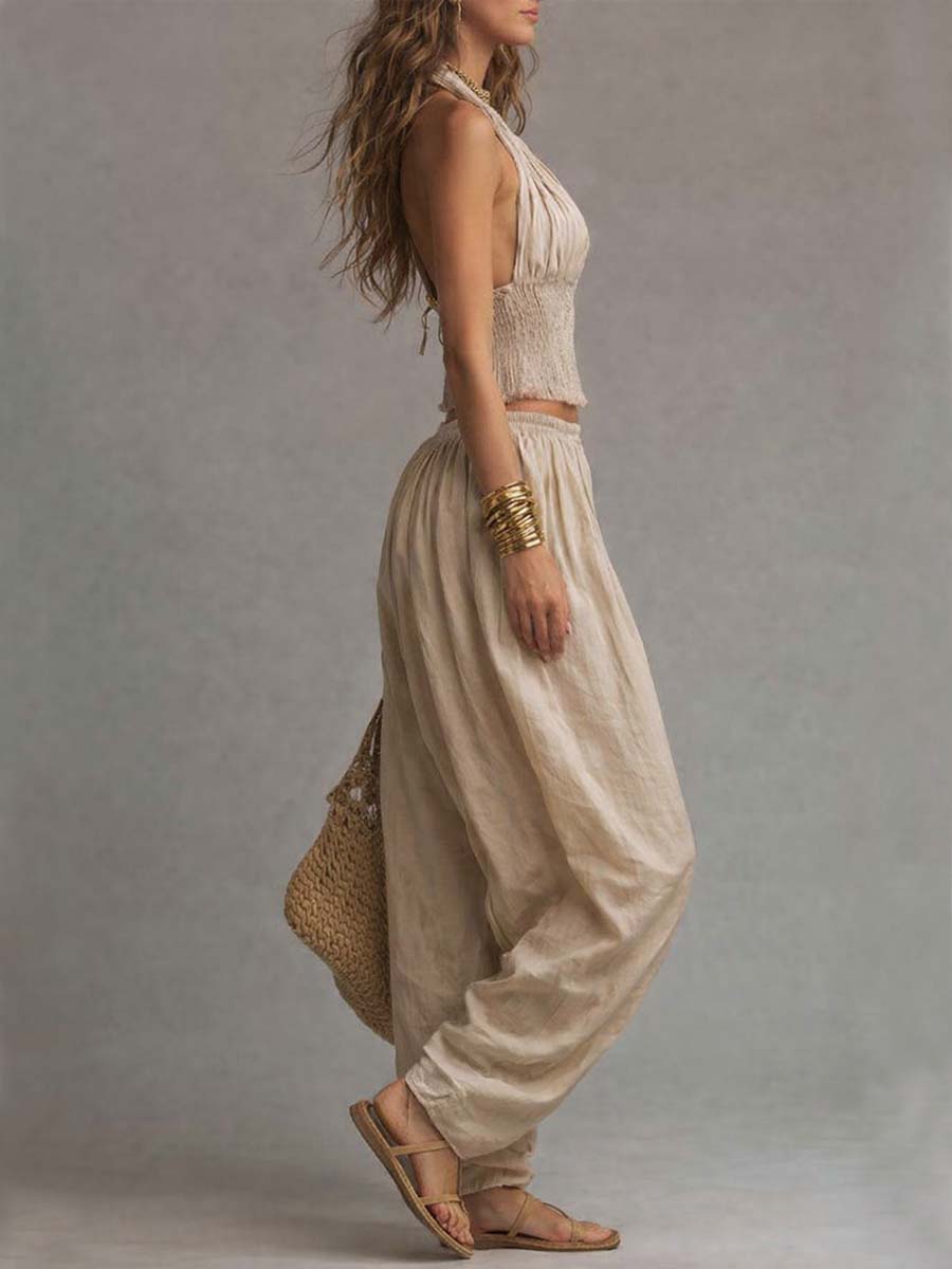 Bohemian Halter Harem Pants Set