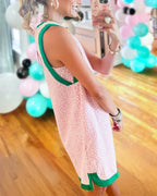 Contrast Trim Textured Sleeveless Dress