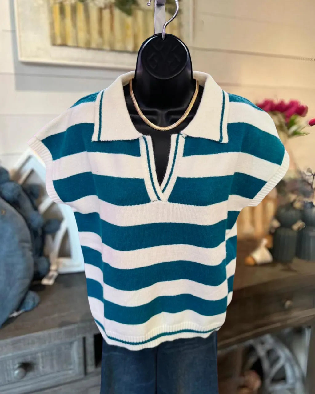 Collared Stripe Everyday Top