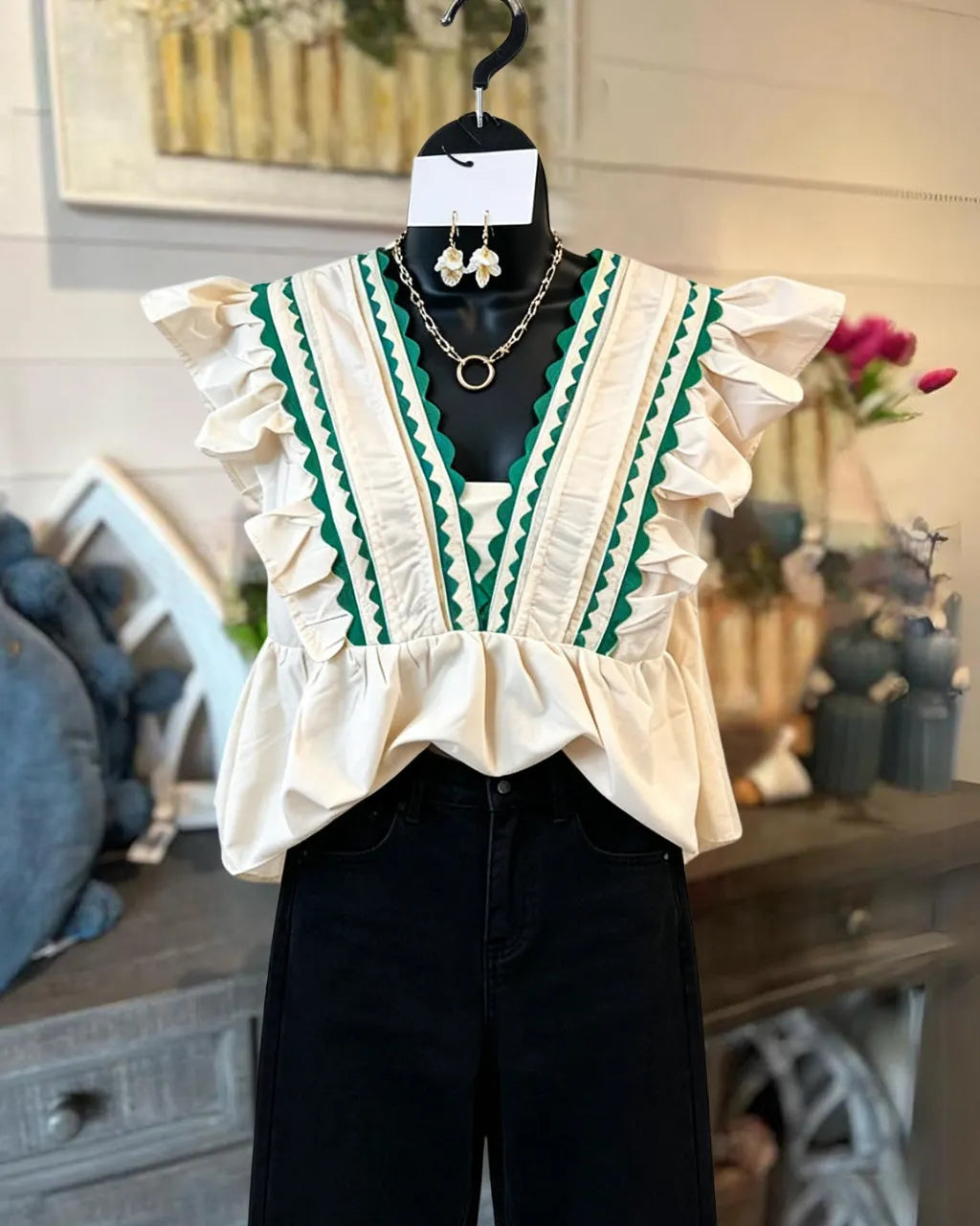 Subtle Detail  Wave Trim Blouse