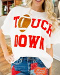 "TOUCH DOWN" Embroidered Rhinestone T-Shirt
