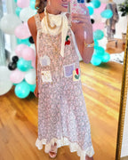 Patchwork Floral Wide Leg Overalls