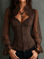 Romantic Corset Ruffle Blouse