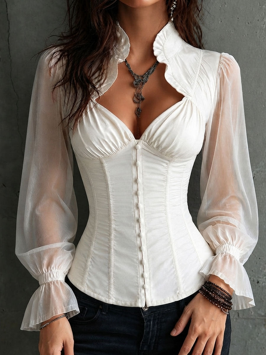 Romantic Corset Ruffle Blouse