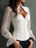 Romantic Corset Ruffle Blouse