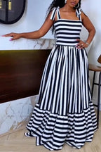 Striped Tie-Strap Maxi Dress