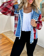 Denim and Plaid Fusion Jacket