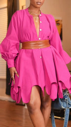 Fuchsia Button-Down Mini Dress