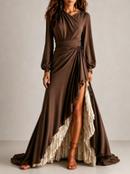 Ruffle Wrap Fishtail Maxi Dress