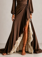 Ruffle Wrap Fishtail Maxi Dress