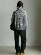 Grey Bandana Patterned Cardigan