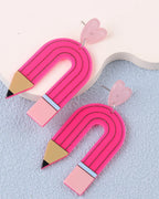 Unique Pencil Heart Earrings