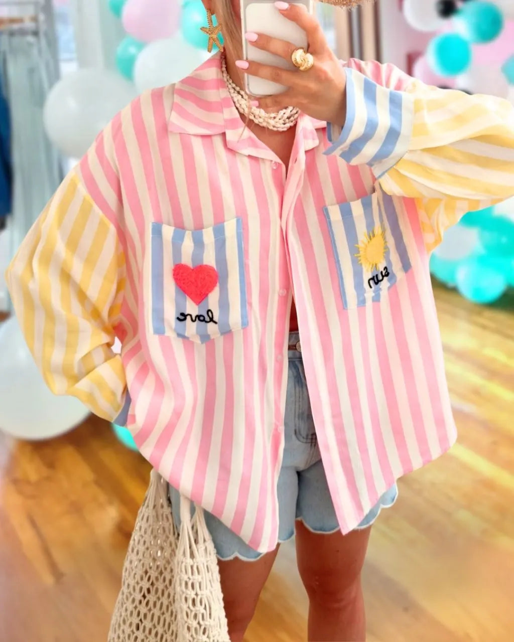 Embroidered Pocket Striped Shirt