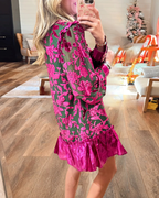 Floral Ruffle Button Mini Dress