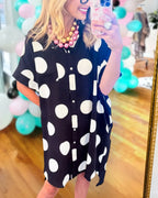 Stylish Polka Dot Shirt Dress