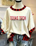 TEXAS Embroidered Striped-Trim T-Shirt