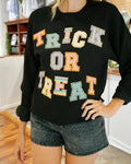 "Trick or Treat" Embroidered Pullover