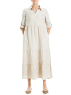 ⏰ LAST DAY SAVE 50% 💥Women's Tiered Long Sleeve Gauze Shirtdress