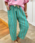 Striped Pleated Carrot Pants