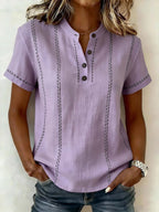 New Arrivals🔥Women's V-neck Short-sleeve Casual Loose Cotton-linen Top