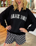 Game Day Embroidered V-Neck Sweatshirt