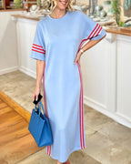 Contrast Striped Side T-shirt Dress