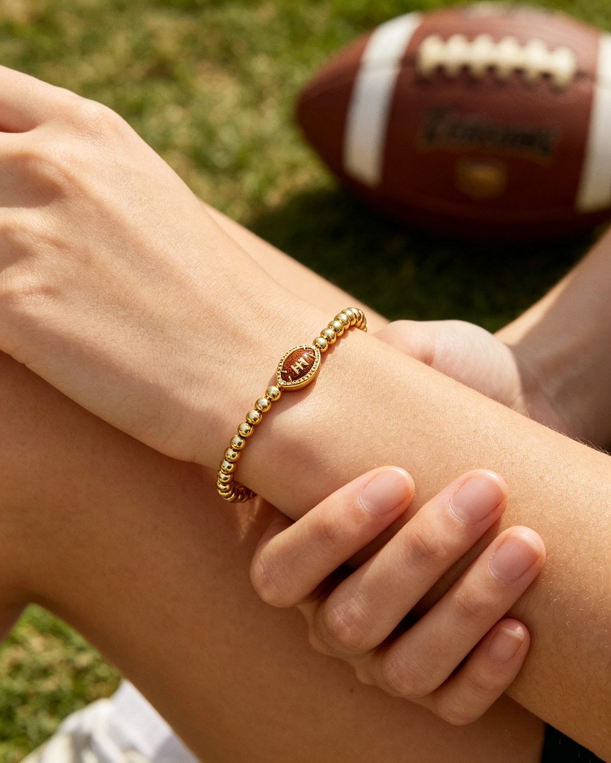 Football Logo Beaded Bracelet