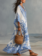 Refined Porcelain Kaftan Dress