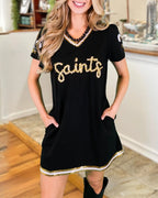 Saints Embroidered Sequin Dress