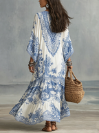 Refined Porcelain Kaftan Dress