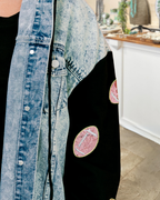 Football Sequin Patchwork Denim Jacket