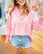 Split Hem Striped Pullover