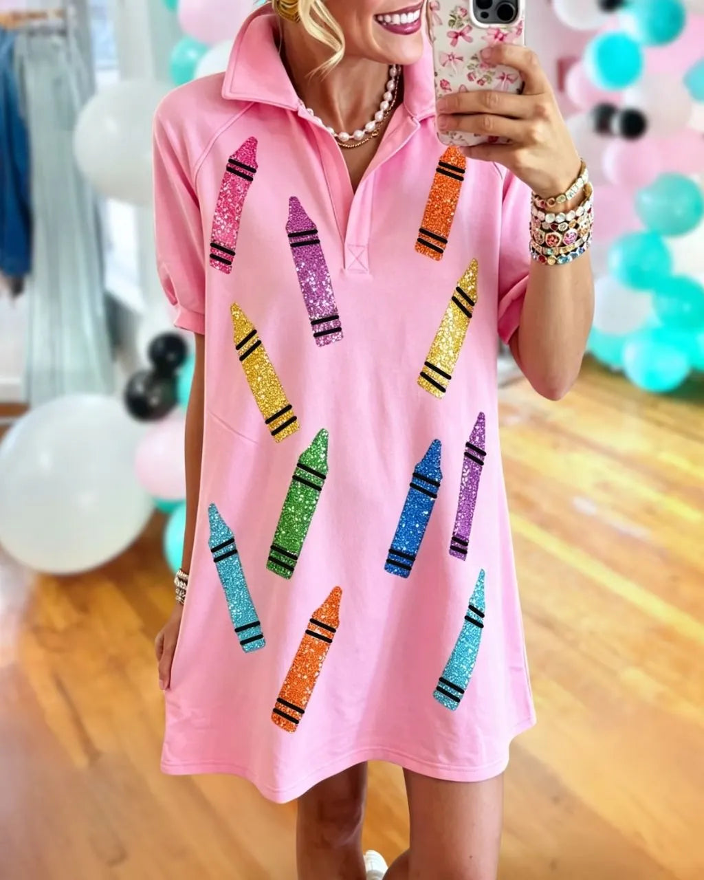 Crayon Sequined Polo Dress