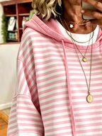 New Arrivals🔥Women Striped Half Sleeve Casual Daily Hoodie