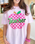 Teacher Apple Checkered T-shirt