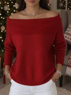 Women's Soft and Elegant Solid Color Ruffled Collar Sweater Top