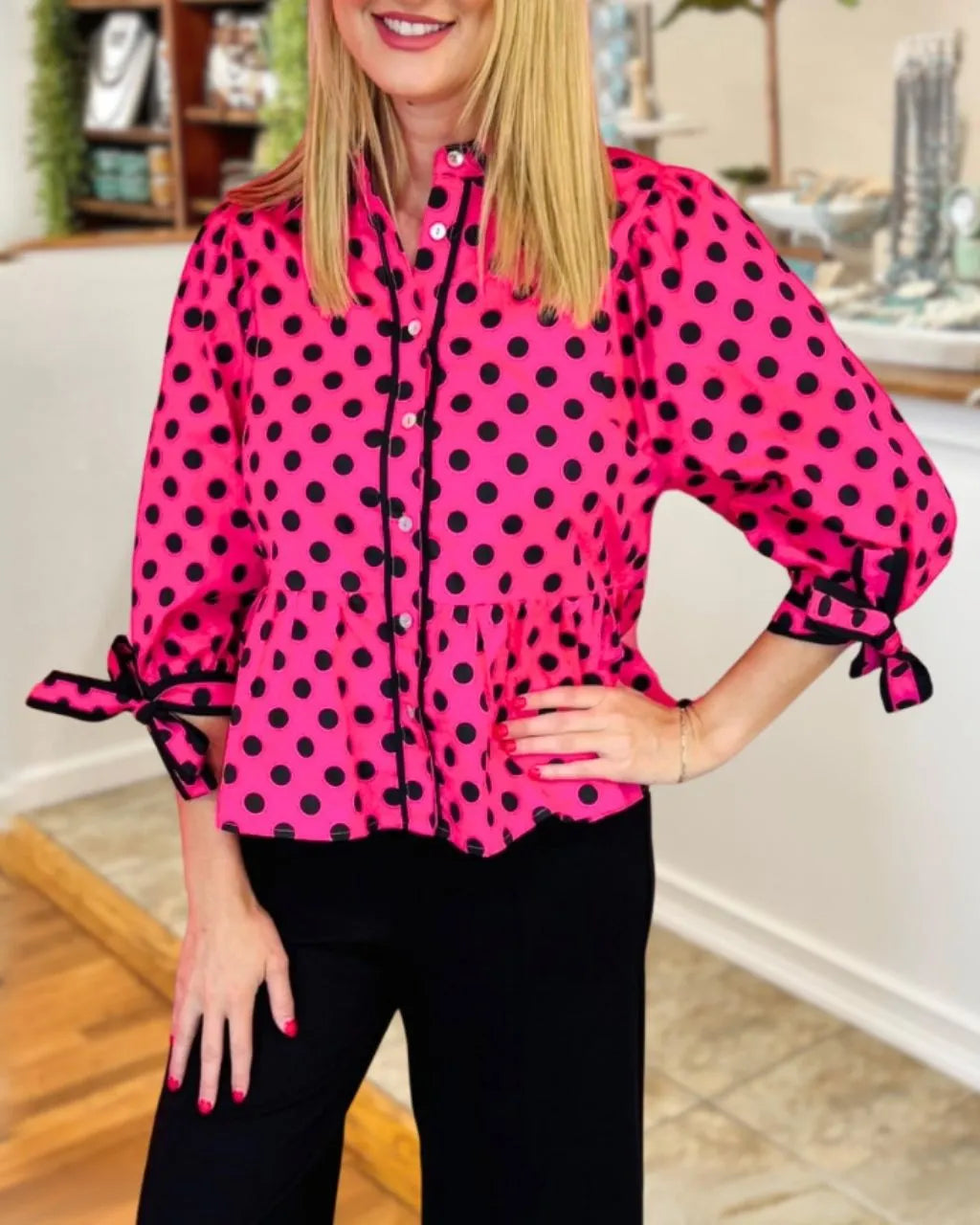 Stylish Polka Dot Blouse