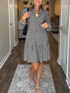 NEW🔥 V Neck Vintage Printed Dress