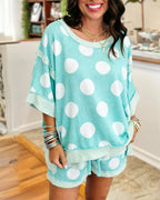 Polka-dot French Terry Shorts Set