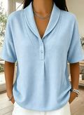 New Arrivals🔥Women’s Casual Loose Shawl Collar Waffle-knit T-shirt