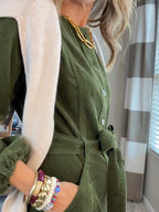 New Arrival🔥 Corduroy Shirt Dress with Tie Belt